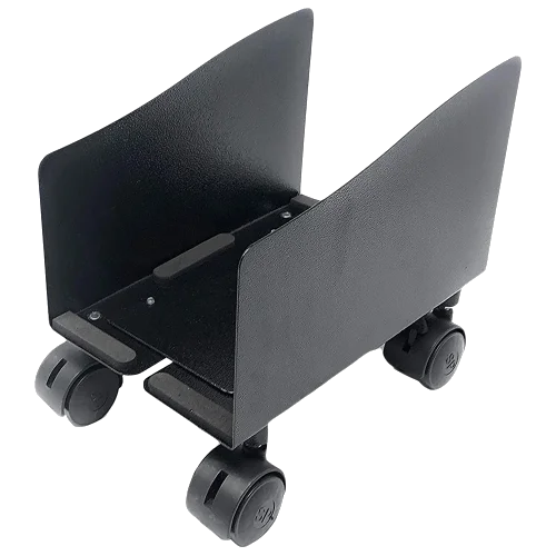 Adjustable steel CPU trolley with retaining sides and castors