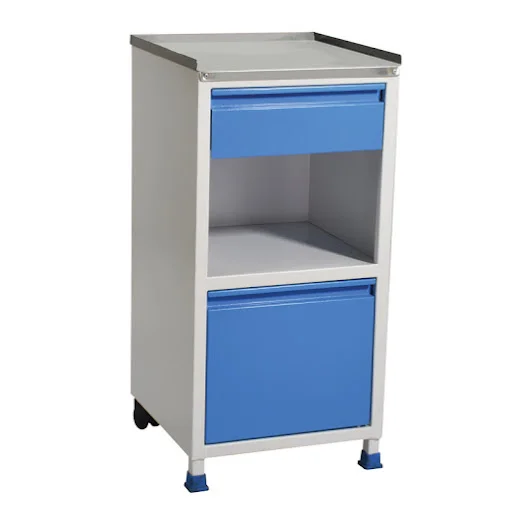 Hospital bedside locker with drawer and lower storage compartment
