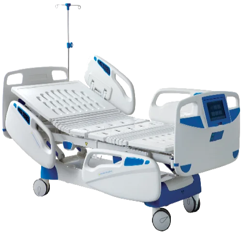 Fowler hospital bed with adjustable backrest and knee-rest sections
