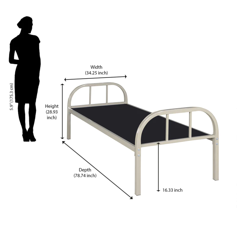 Plain hospital bed with fixed platform and head and foot panels